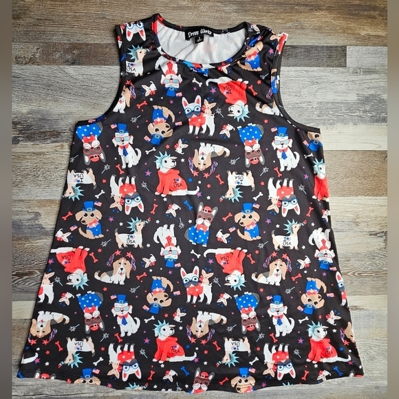 Boston Terrier Dogs 4th of July Americana Patriotic Print Dress Women's S - Picture 1 of 7